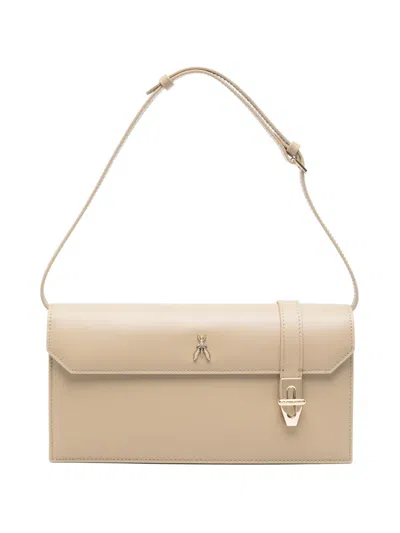 Patrizia Pepe Modern Utility Horizontal Shoulder Bag In Neutral