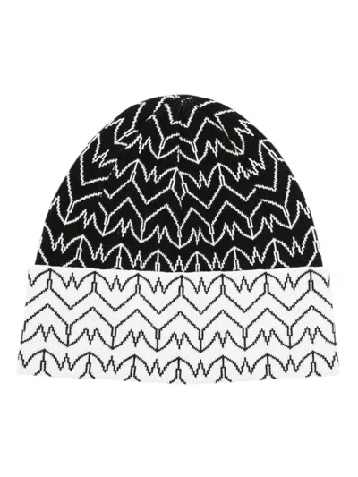 Patrizia Pepe Monogram-print Beanie In Black