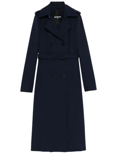 Patrizia Pepe Navy Blue Double-breasted Trench Coat