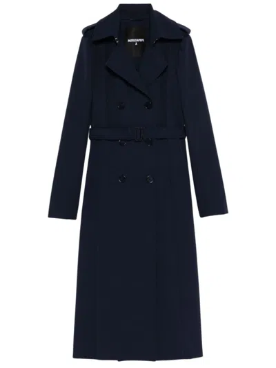 PATRIZIA PEPE NAVY BLUE DOUBLE-BREASTED TRENCH COAT