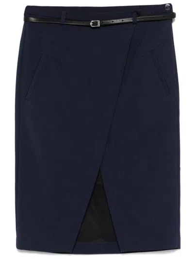 Patrizia Pepe Navy Blue Front Slit Skirt