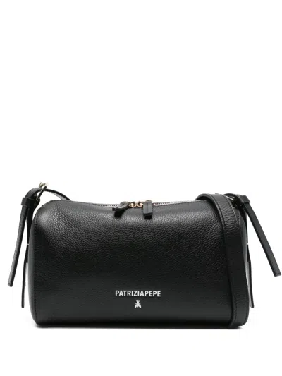 Patrizia Pepe Never Complete Leather Shoulder Bag In Black