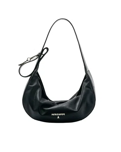 Patrizia Pepe New Moon Leather Shoulder Bag In Black