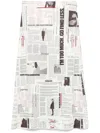 Patrizia Pepe Newspaper-print Midi Skirt In Neutrals