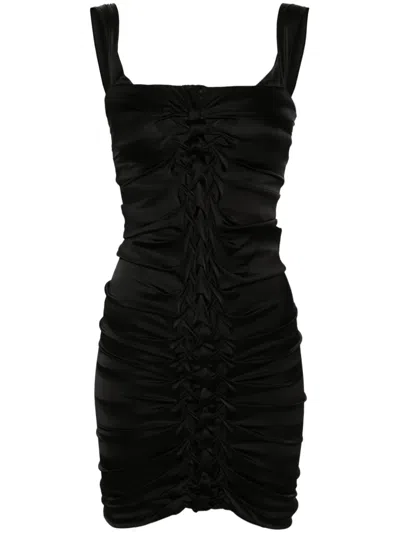 Patrizia Pepe Off-shoulder Draped Mini Dress In Black