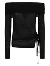 Patrizia Pepe Off-shoulder Side-tie Sweater In Black