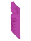 Patrizia Pepe One-shoulder Jersey Midi Dress In Purple