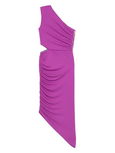 Patrizia Pepe One-shoulder Jersey Midi Dress In Purple