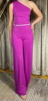 Patrizia Pepe One Shoulder Jumpsuit In Purple