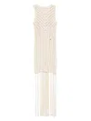 Patrizia Pepe Open-knit Mini Dress In Neutrals