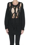 Patrizia Pepe Open Knit Pullover In Black