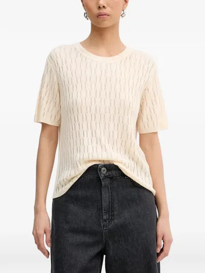 Patrizia Pepe Openwork T-shirt In Neutral