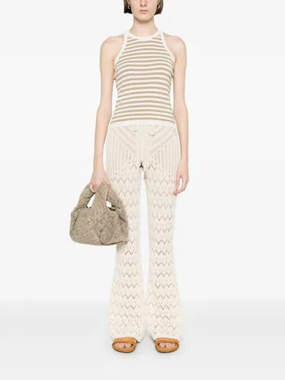 Patrizia Pepe Openwork Trousers In Neutrals