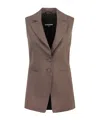 Patrizia Pepe Essential Viscose And Linen Vest In Gray