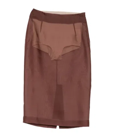 Patrizia Pepe Organza Midi Skirt In Brown