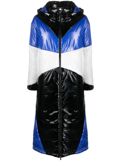 Patrizia Pepe Oversized Colour-block Coat In Black