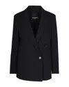 Patrizia Pepe Oversized Double-breasted Blazer With Tailored Design And Logo Detail In Black