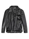 Patrizia Pepe Oversized Ecopele Motorcycle Jacket With Asymmetrical Zipper In Black