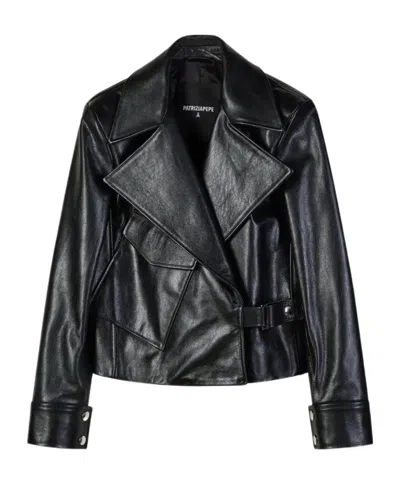 Patrizia Pepe Oversized Leather Biker Jacket In Animal Print