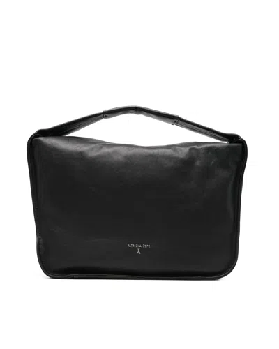 Patrizia Pepe Oversized Leather Shoulder Bag In Nero