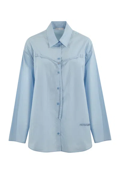 Patrizia Pepe Oversized Poplin Shirt In Shirting Sky