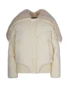 Patrizia Pepe Oversized Short Bomber Jacket With Fluffy Collar In Wooly White In Neutral