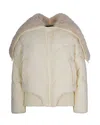 Patrizia Pepe Oversized Short Bomber Jacket With Fluffy Collar In Wooly White In White