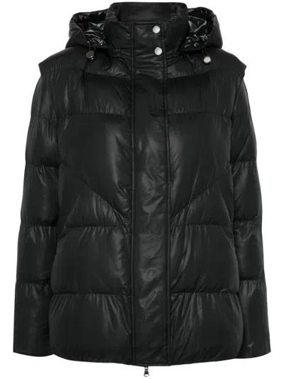 Patrizia Pepe Hooded Puffer Jacket In Black  