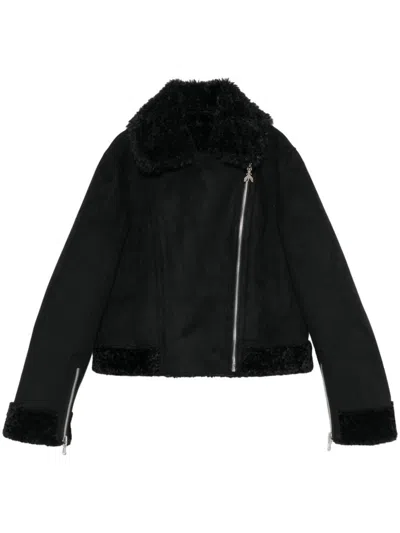 Patrizia Pepe Faux-suede Jacket In Black  