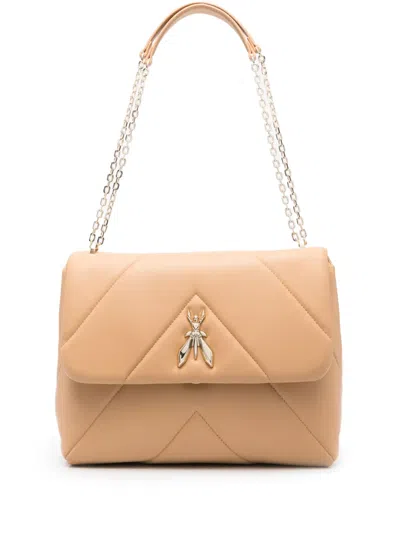Patrizia Pepe Padded Leather Shoulder Bag In Neutrals