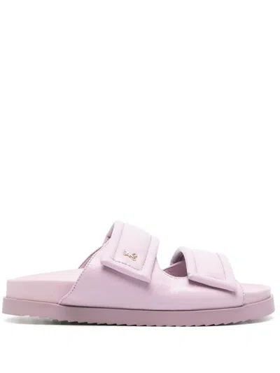 Patrizia Pepe Padded Leather Slides In Purple