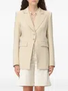 Patrizia Pepe Padded-shoulder Jacket In Neutral