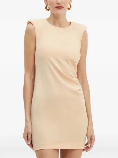Patrizia Pepe Padded Sleeveless Mini Dress In Neutral