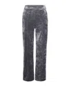 Patrizia Pepe Palazzo Leg Pants In Stretch Velvet With Rivet Detail In Gray