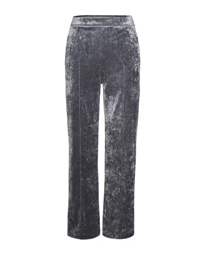 PATRIZIA PEPE PALAZZO LEG PANTS IN STRETCH VELVET WITH RIVET DETAIL