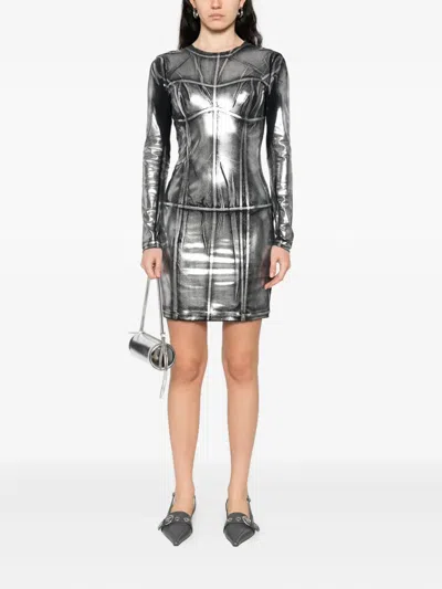 Patrizia Pepe Panelled Dress In Metallic