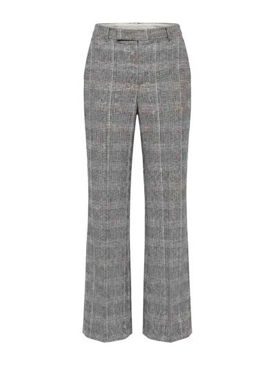 Patrizia Pepe Check-pattern Tailored Trousers In Gray