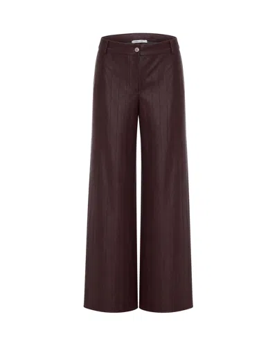 Patrizia Pepe Pinstripe-stitched Wide-leg Trousers In Burgundy