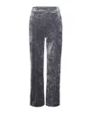 Patrizia Pepe Palazzo Leg Pants In Stretch Velvet With Rivet Detail In Gray