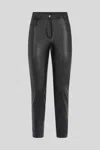 Patrizia Pepe Pantalone In Ecopelle Nero Con Fiori In Nero