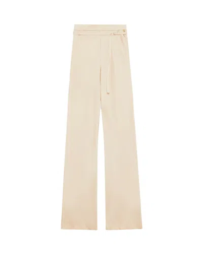Patrizia Pepe Pantalone In Raso Con Cinturino Beige In Neutral