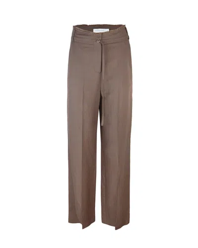 Patrizia Pepe Pantalone Regular Fit In Viscosa Essential Marrone In Brown