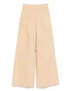 Patrizia Pepe High-waisted Wide-leg Pants With Flattering Drapery In Neutral