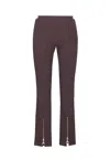 Patrizia Pepe Geometric-pattern Zip-detail Trousers In Brown
