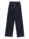 Patrizia Pepe High-waisted Wide-leg Pants With Button Front In Blue
