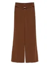 Patrizia Pepe Buckle-fastening Wide-leg Trousers In Brown