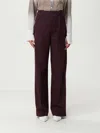 Patrizia Pepe Checked Fluid Trousers In Burgundy