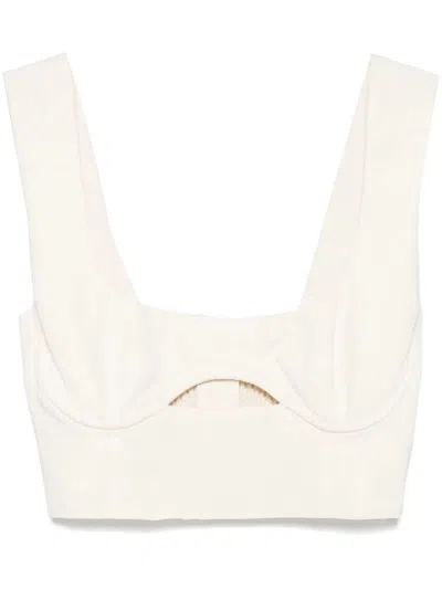 Patrizia Pepe Cut Out-detail Top In White