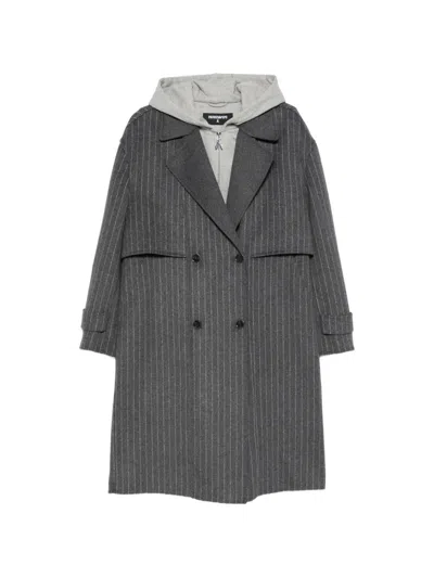 Patrizia Pepe Double-breasted Pinstriped Coat In Gray