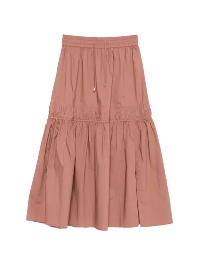 Patrizia Pepe Drawstring-waist Tiered Midi Skirt In Pink